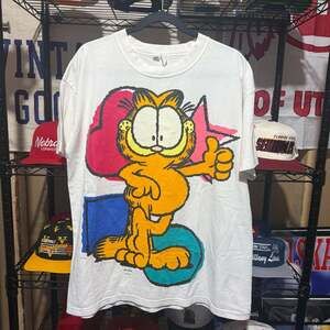 Vintage 1994 Garfield Thumbs Up Paws Graphic Print T-Shirt White